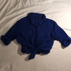 Royal Blue Button-Up Blouse